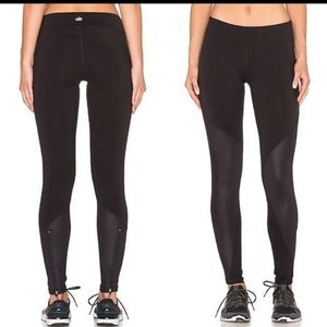 Alo S Undertone legging, black leather ankle zip
